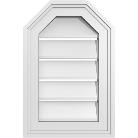 Ekena Millwork Octagonal Top Surface Mount PVC Gable Vent w/ 2"W x 1-1/2"P Brickmould Frame, 12"W x 18"H GVPOT12X1802SF